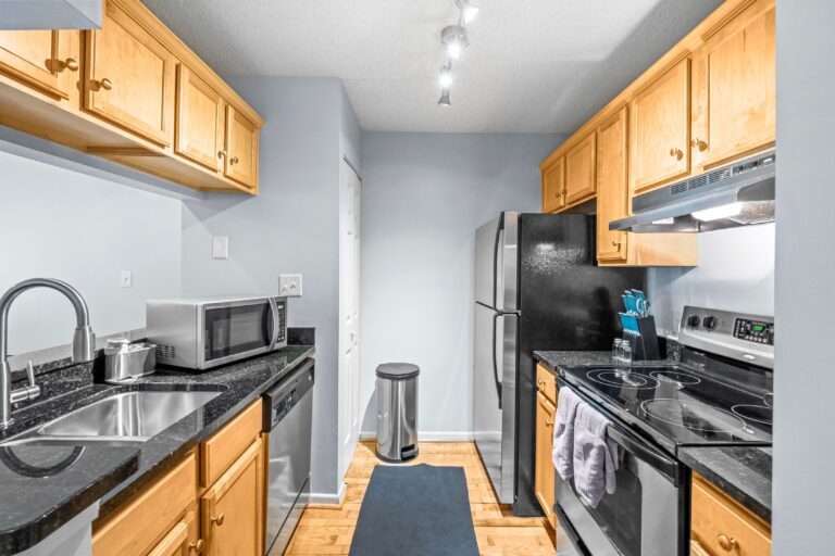 Kitchen for the monthly rental.