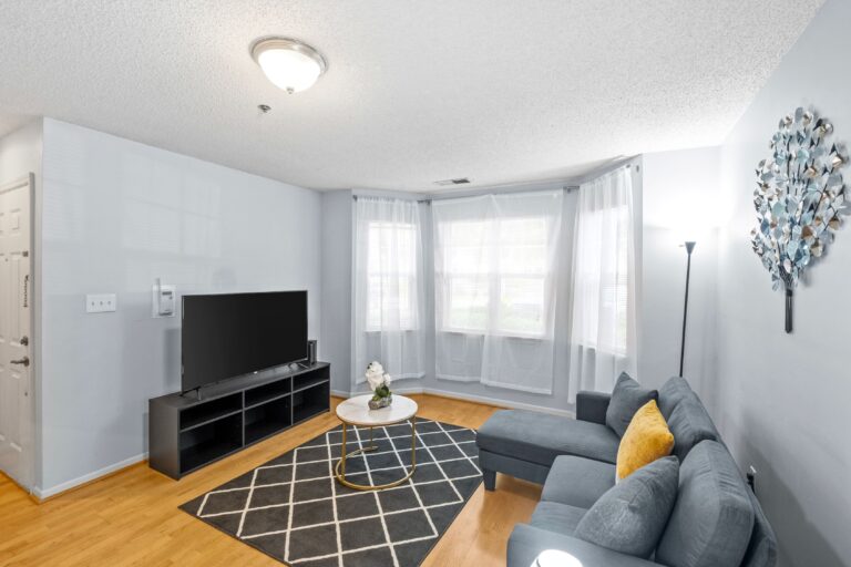 Living room of the furnished monthly rental.