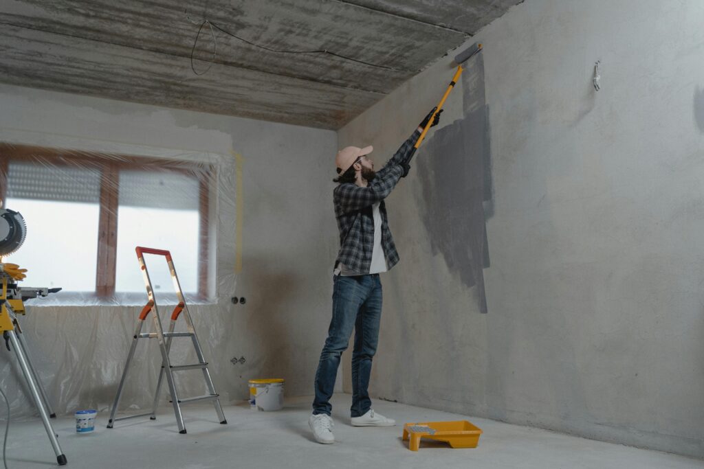 Person remodeling his home.